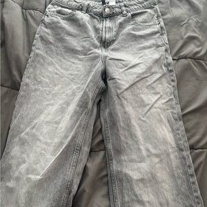 H&M Gray Boyfriend Jeans with Distressed Details